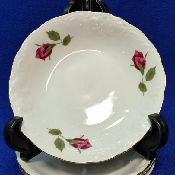 Royal Kent Red Roses Dessert Bowl Set Sauce Fruit Bowl Set of 4 Poland Pre-Owned - Picture 3 of 10
